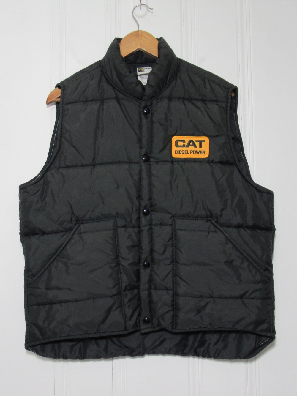 CAT Diesel Power Black Nylon Zip Up Puffer Vest Size Large